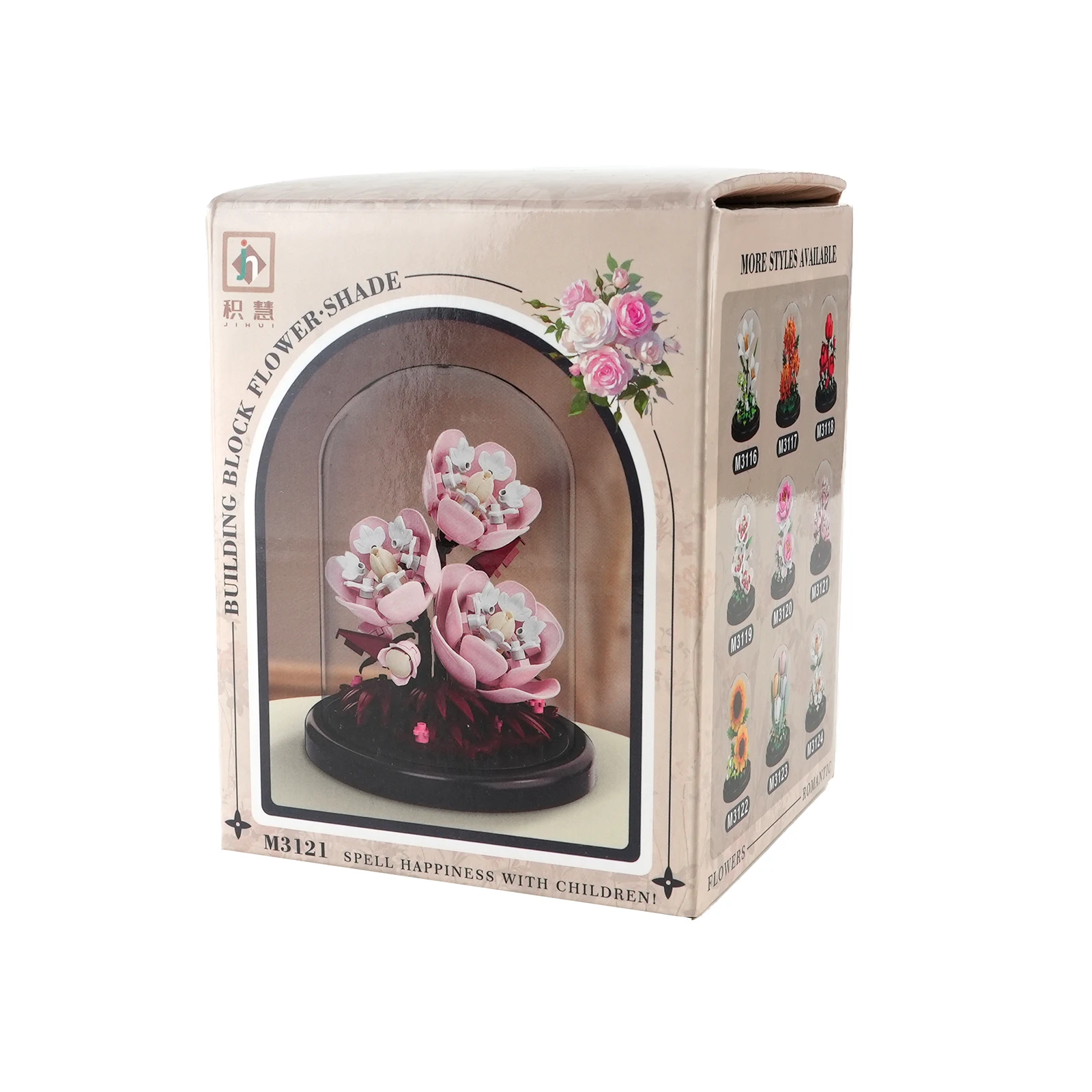 Zestaw klocków konstrukcyjnych w kształcie kwiatu piwonii, 168 elementów, mikro-cząsteczkowy kwietnik do samodzielnego montażu rośliny z gablotą, dekoracja świąteczna na biurko, prezent.