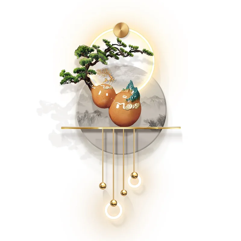 

Three-dimensional relief gourd decorative painting corridor Fulu mural