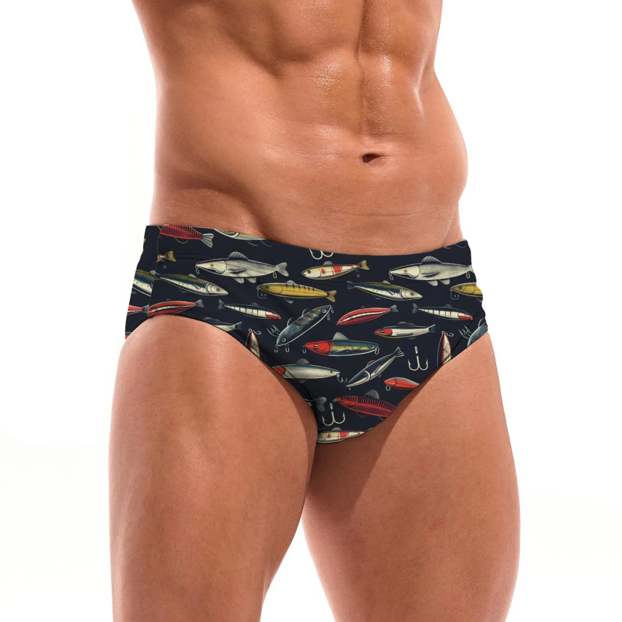 Lure Fishing Novelty Funny Swimming Trunks Sexy Men's Briefs Swimwear Pool Beach Sexy Bikini Stretchy Comfortable Surf Shorts
