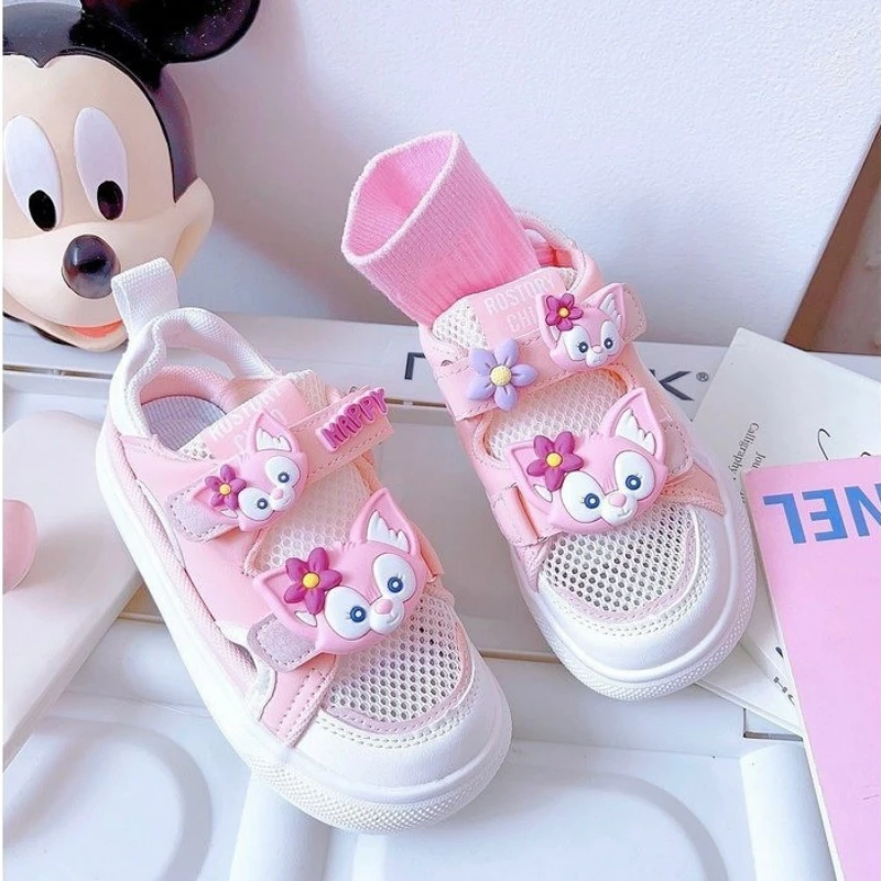 Disney Spring Fashion LinaBell Pink Cartoon Mesh scarpe traspiranti per ragazze scava fuori scarpe sportive Casual rosa Sneakers taglia 23