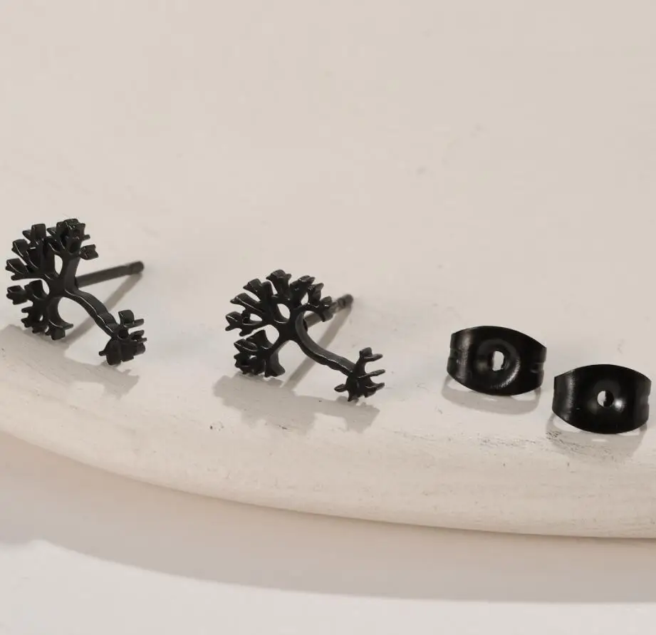Small Stainless Steel Leaves Plant Earrings For Women Vintage Ear Piercing Stud Earrings For Teens Accessories Pendientes
