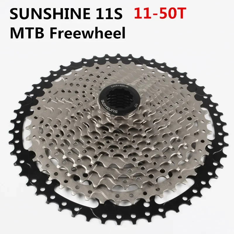 

SUNSHINE 11 Speed Mountain Bike Freewheel Large Tooth 11-50T Silver Black Racing Cassette Flywheel Bicycle Parts