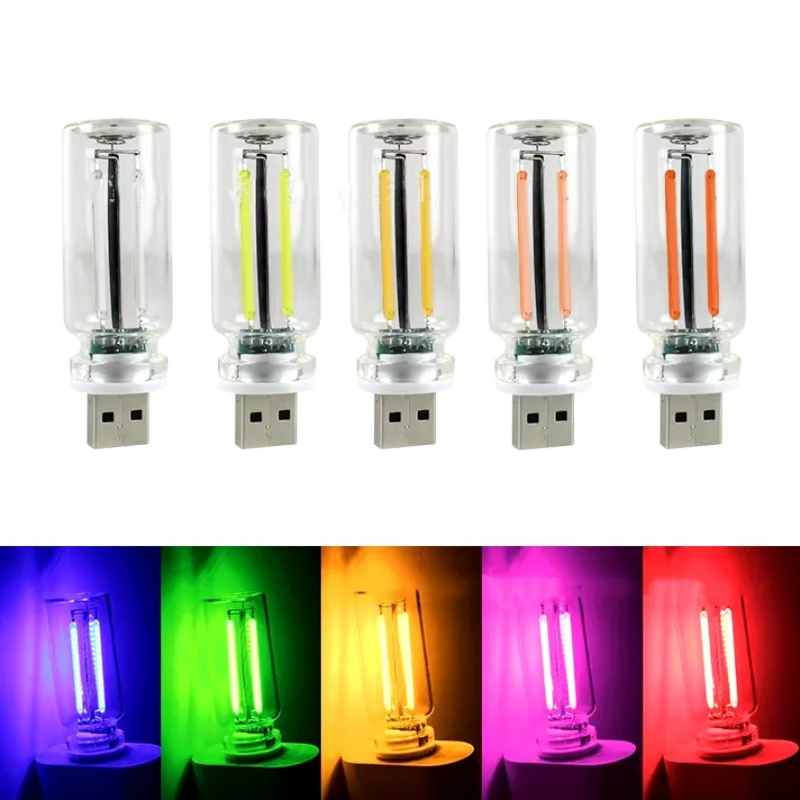 USB اللمس يعتم LED خيوط الزجاج لمبة 5 فولت الرجعية اديسون لمبة ليلة ضوء سيارة الديكور المتوهجة حماية العين الإضاءة #1