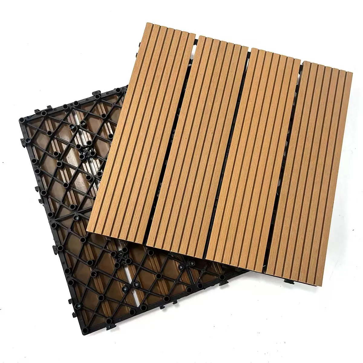 Modern DIY Anti-slip Interlocking Floor Tiles 300*300mm WPC Deck Tiles Waterproof Floor Tiles Outdoor Garden Park Terrace