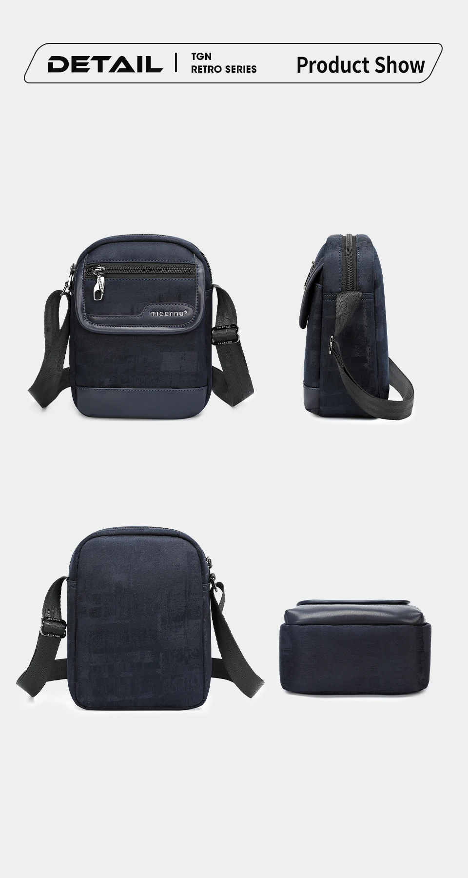 Tigernu Herren Umhängetasche Leichte Mini Umhängetaschen Lässige Reise Sling Bag College Messenger Bags Für Männer Retro Serie – Detail 10