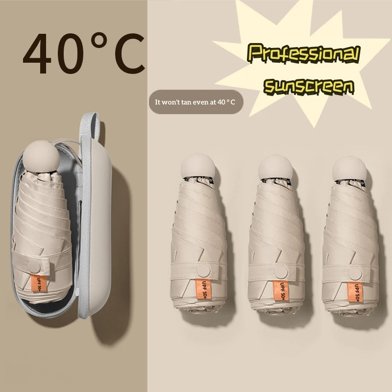 Kapsel-Regenschirm Klein und Tragbar Einfarbiger Sonnenschutz für Frauen und Regenschutz mit Doppelfunktion
