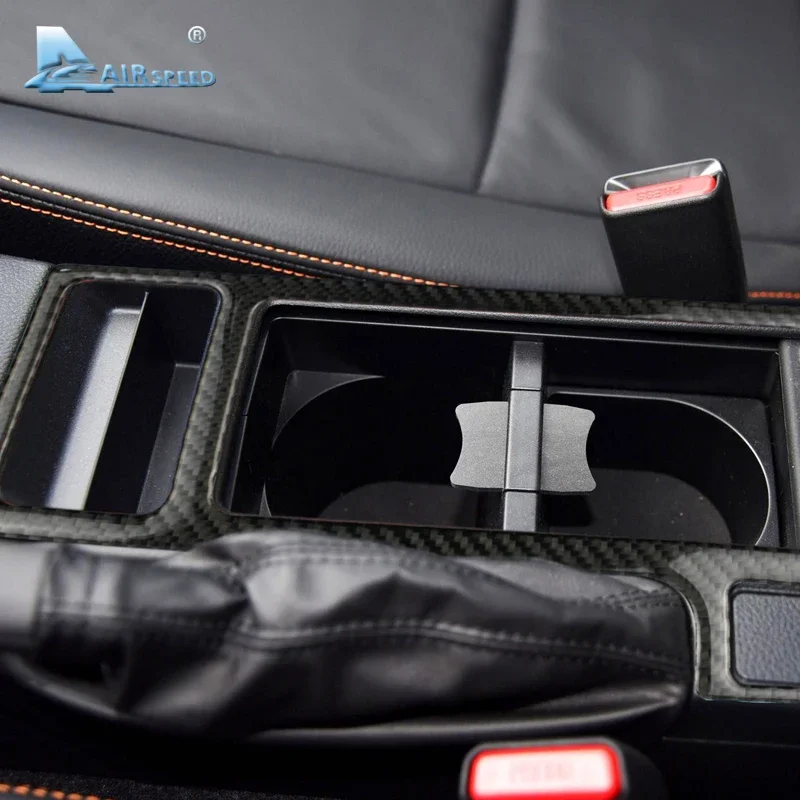 

Real Soft Carbon Fiber Interior Trim Accessory Central Control Cup Holder Cover Frame for Subaru XV 2013 2014 2015 2016