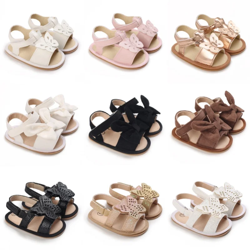 

Сандалии для маленьких девочек от 0 до 18 месяцев с бантом в виде бабочки, высококачественная мягкая подошва, противоскользящие, с открытым носком, летние, для прогулок на свежем воздухе, для первых прогулок