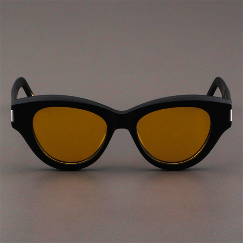 แนวโน้มแฟชั่นหรูหราแว่นตากันแดด Vintage Solid Acetate หนา UV400 Polarized Retro Oval Cat-Eye High Street สไตล์ A + คุณภาพสูง