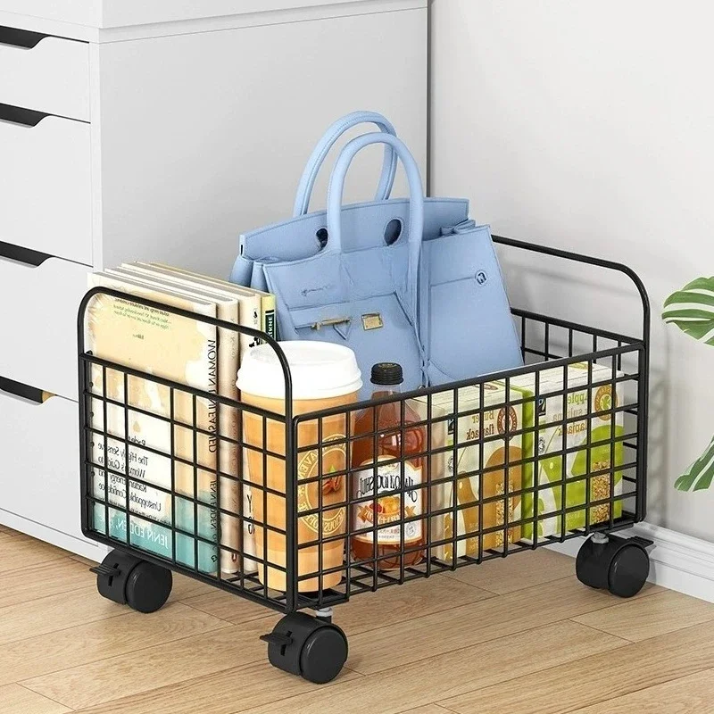 2026 School Bag Storage Pulley Student Office Desktop Storage Cabinet Placement Rack Mobile Bookshelf Shelf Trolley