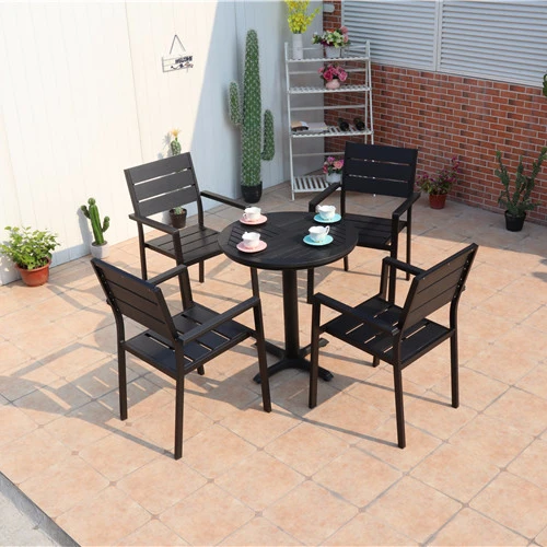 Stylish And Durable Aluminum Outdoor Table And Chair Sets, Modern Garden Patio Wood-plastic Composite Luxury Outdoor Furniture.