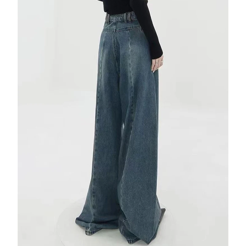 Dame Mode Dünne Hohe Taille Jeans Hosen Weibliche Baggy Bequeme Denim Hosen Mädchen Retro Breite Bein Jeans Hosen