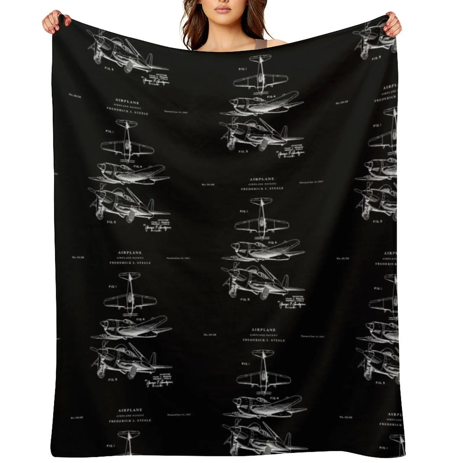 

Airplane, Airplane Patent, Aviation Gift For Pilot Throw Blanket Flannel Camping Hairys Blankets For Sofas Blankets
