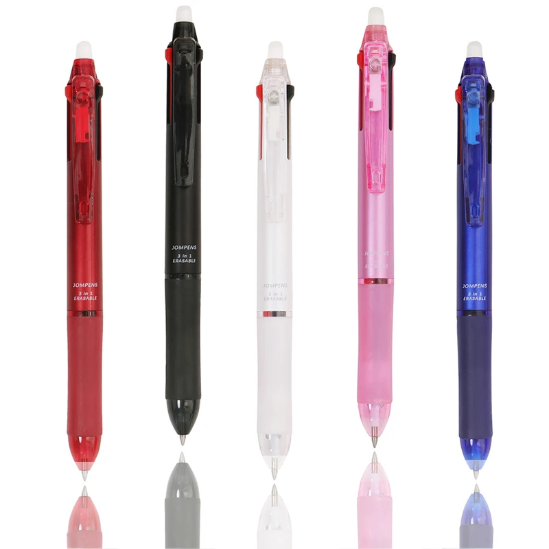 Creative 3 In1 Erasable Gel Pen with Eraser 0.7mm Blue Black Red Magic Ink Multi Functional School Office Writing Stationery