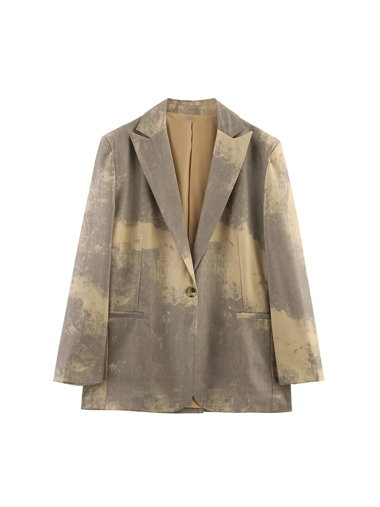 

2025 New Women's Clothing European and American Style Fashion Loose and Versatile Printed Long Sleeve Jacket