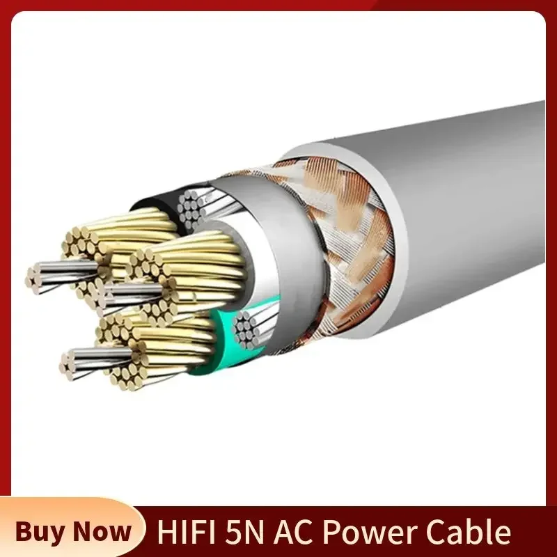 Power Cable 5N AC Audio Cables Speaker Wire Single Crystal Copper Kable Silver Plated Shield Upgrade Cabo Audiophile Amplifier