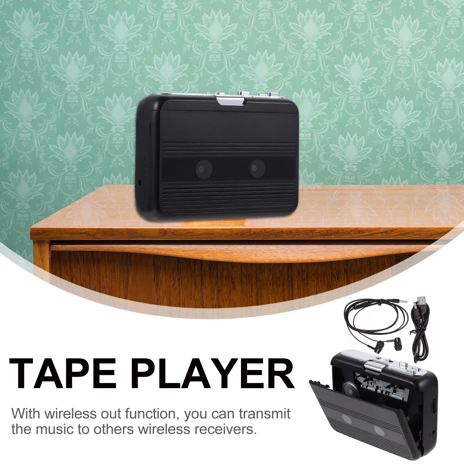 1 قطعة مشغل كاسيت لاسلكي ABS مشغل شريط ستيريو المحمولة الشخصية راديو Fm الارسال اللاسلكي اللعب الشريط