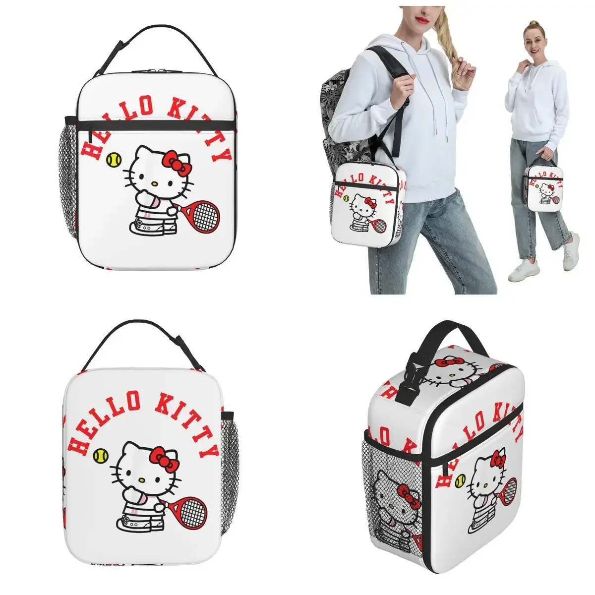 Hello Kitty lunch bags for both men and women, tennis insulated bags, large food containers, school travel tool bags