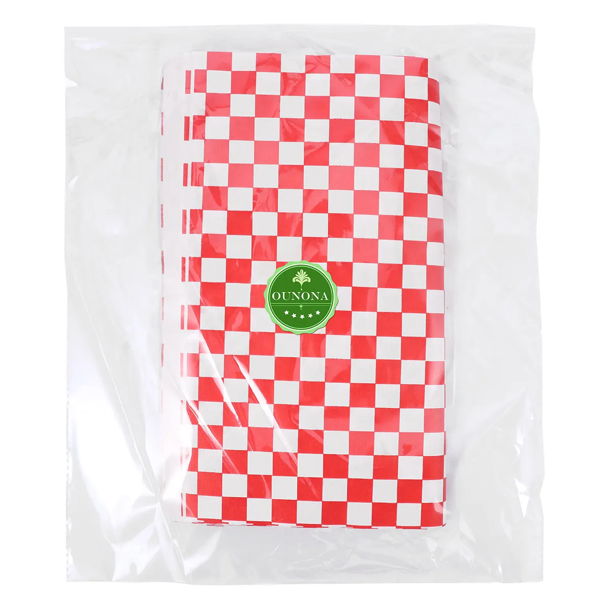 100Sheets Food Wrapping Paper Red White Checkered Grease Resistant Sandwich Wrap Liner Picnic Basket Liner