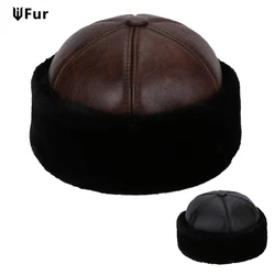 Brand New Style 2024 Retro Cowhide Bomber Hat Winter Keep Warm Caps Men Women Real Leather Cap Thick Velvet Dad Hat Leather Hat