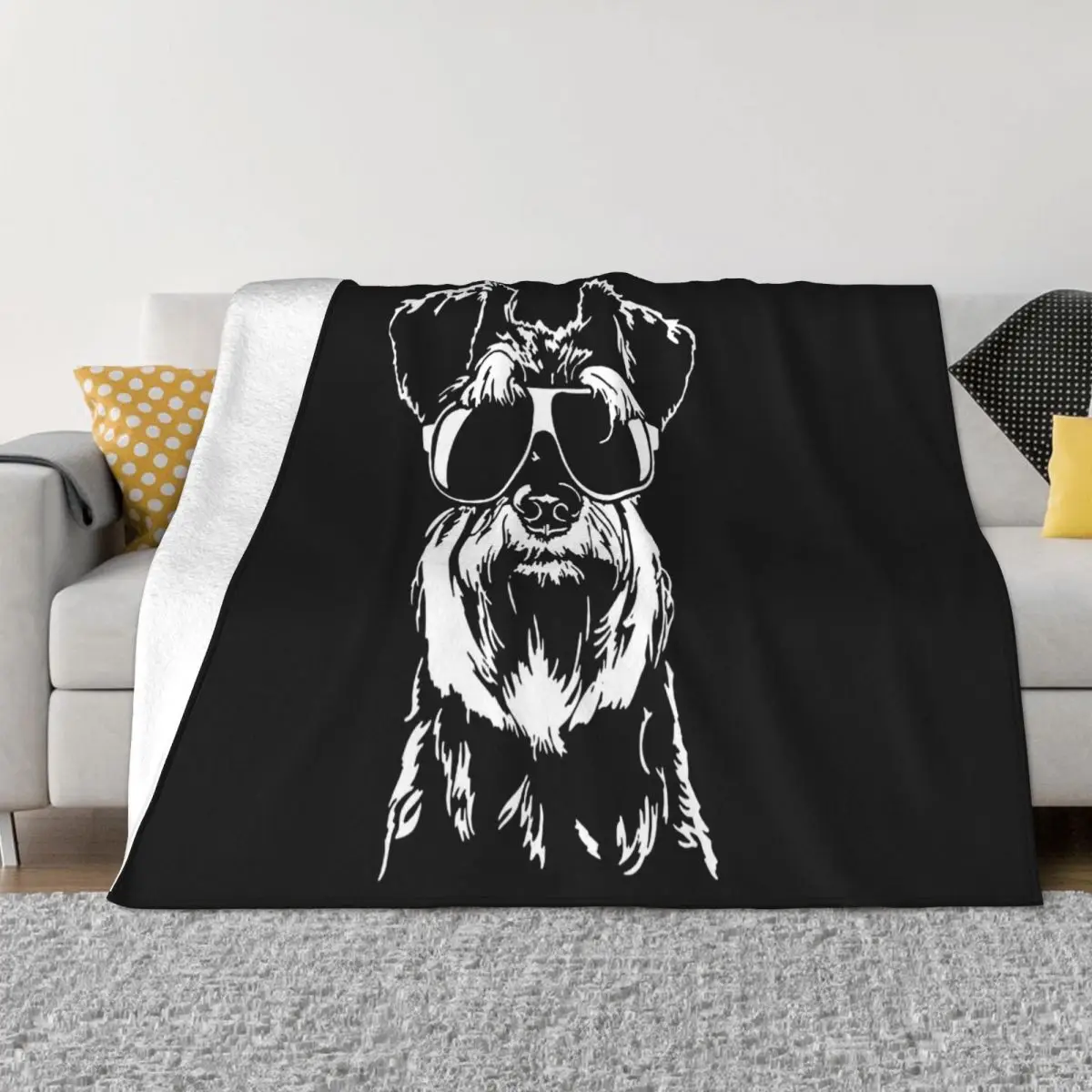 Miniature Schnauzer With Glasses S Women Men Creative Design Loose Homme Cheap Price Pure Humour Adults Throw Blanket