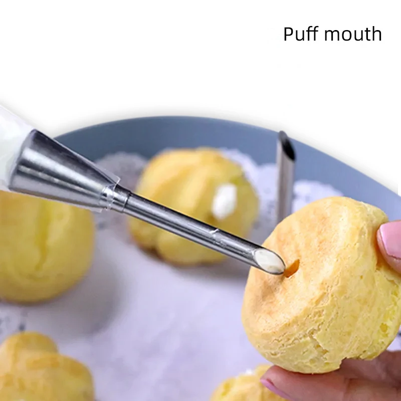 1/4Pcs Stainless Steel Puff Cream Nozzles Cake Icing Piping Tip DIY Donut Pastry Syringe Cupcake Desserts Baking Accessories