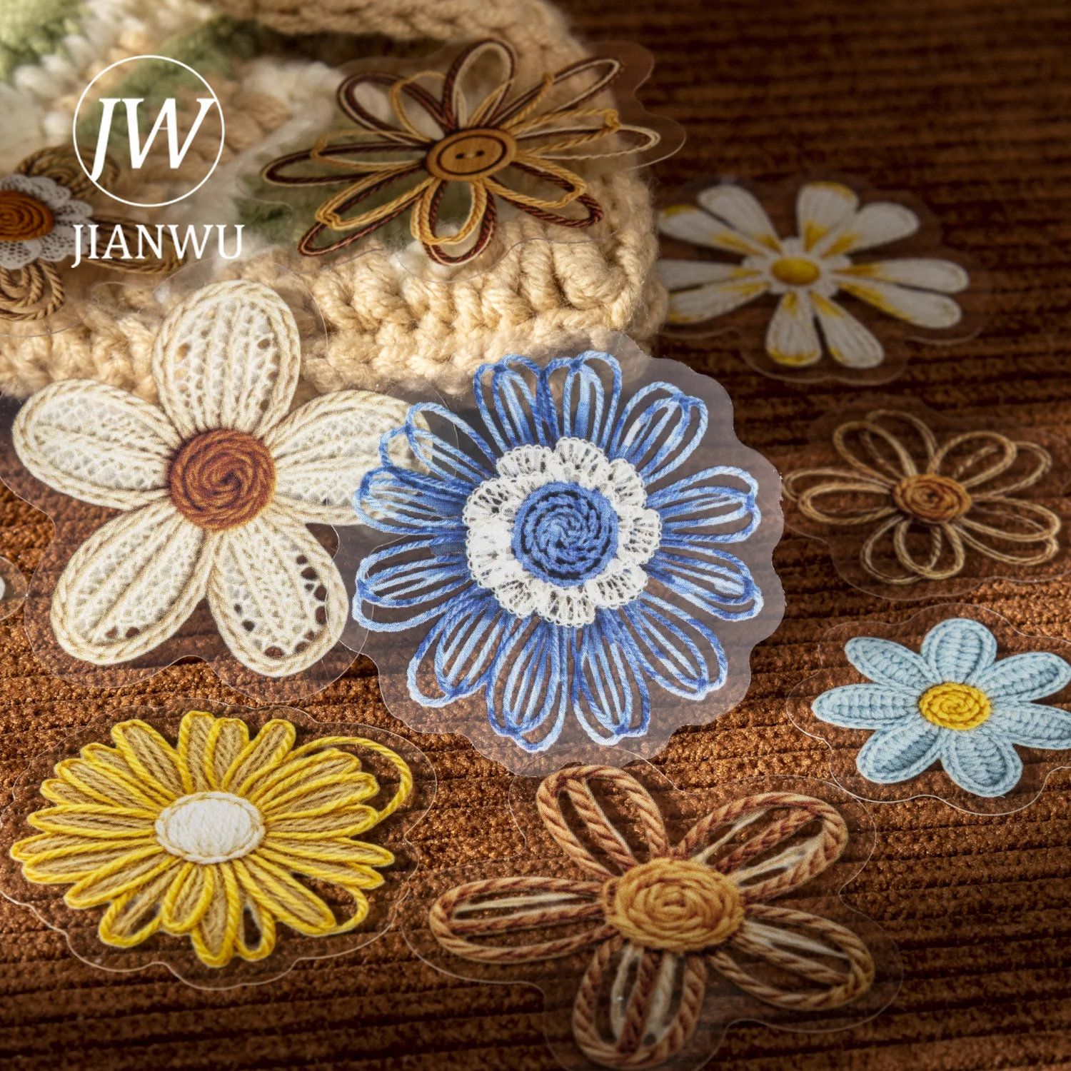 JIANWU Vintage Simulated Embroidery Flower Landscape Material Collage Scrapbooking PET Sticker Creative DIY Journal Stationery