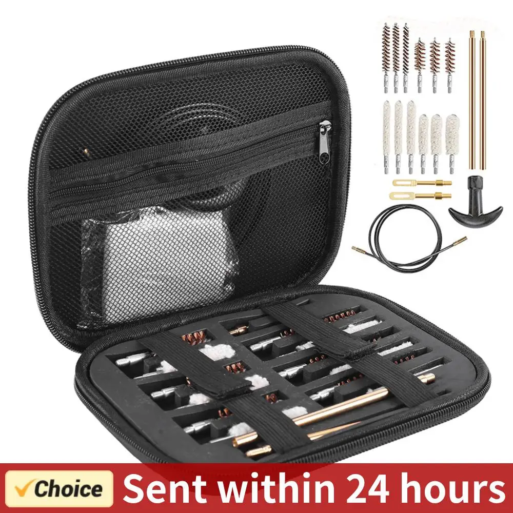 19Pcs/set Tactical Gun Barrel Cleaning Kit for Handgun Rifle Pistol Gun Brush Tool for .22/.38/9mm/.40/.45 Caliber Hunting Tool