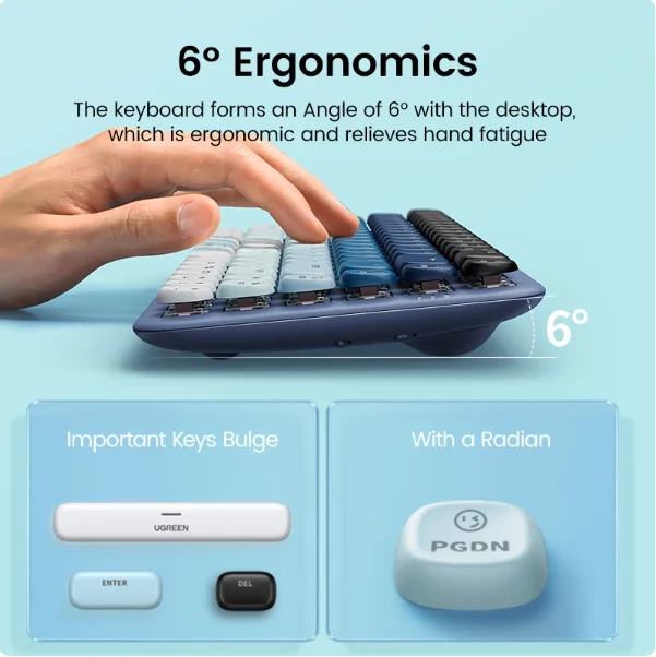 Ugreen Fun Mechanical Keyboards Bluetooth Wireless 84 keys Keyboard USB A to UCB C Wired Keyboard Dual Mode for Desktop PC