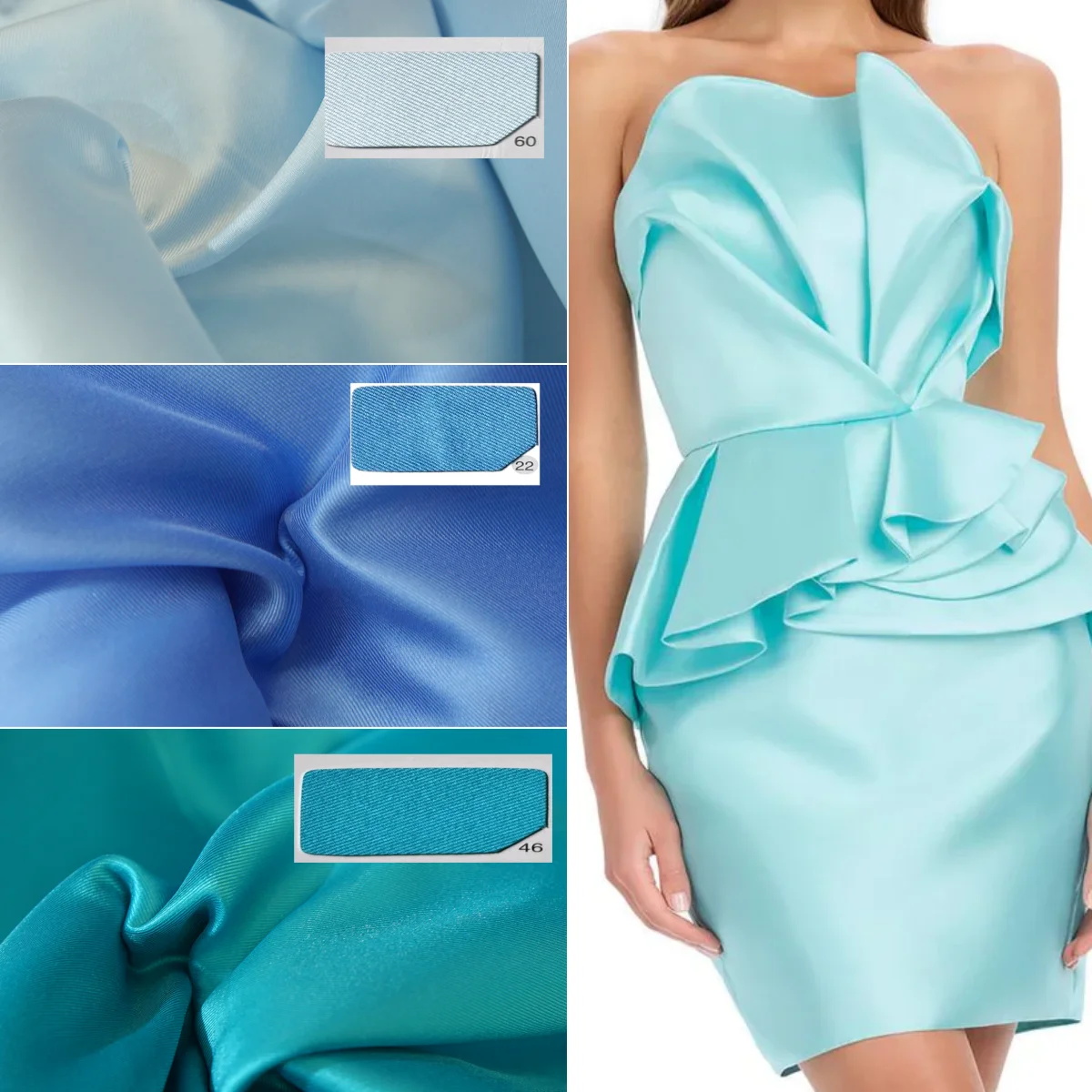 

High quality blue stiff and crisp Mikado satin fabric bride's wedding dress fabric twill satin DIY sewing material