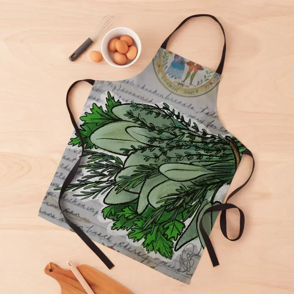 

Parsley, Sage, Rosemary, and Thyme Apron christmas kitchen cloths Customizable Kitchen Kawaii Accessories Home Supplies Apron