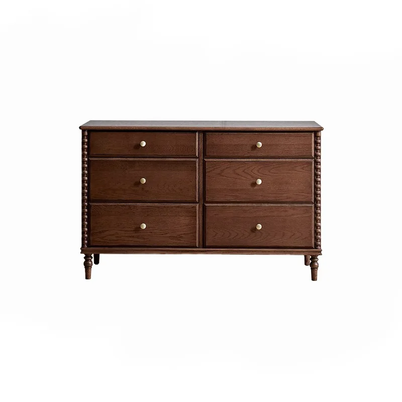 

French retro solid wood six-chest cabinet dresser integrated bedroom bedside storage cabinet storage storage