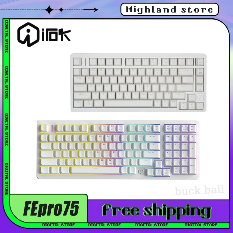 

FEpro75 FEpro98 Mechanical Keyboard 3Mode RGB Keyboard USB 2.4G Bluetooth Hot swap Gaming Keyboards Office Loptop Gamer Keyboard