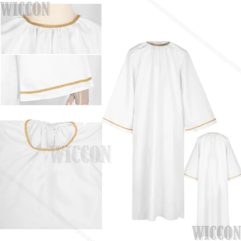 Angel Robe Good TV Play Cosplay Omen Costume White Fantasy Uniform Halloween Carnival Suit Magic World Men Women Roleplay Set