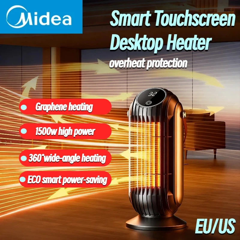 ميديا جديد 2000 واط ذكي سطح المكتب الفضاء سخان قوي PTC السيراميك التدفئة السريعة 4 إعدادات الحرارة للاستخدام المنزلي مكتب غرفة نوم #1