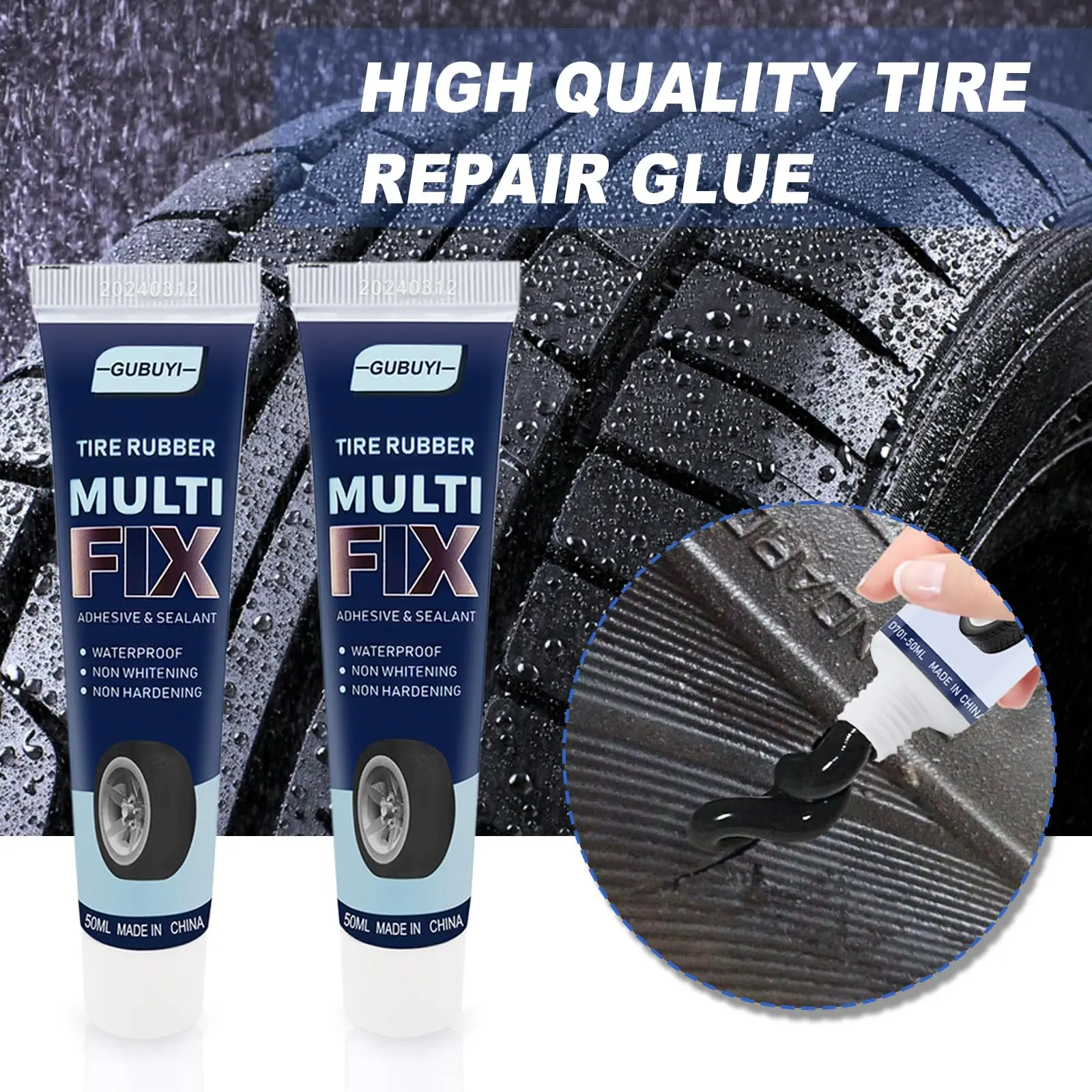 50ml Tire Repair Glue Strong Rubber Wear-resistant Non-corrosive Adhesive Tire Sealing Bonding Glue Car Tire Repair Sealant