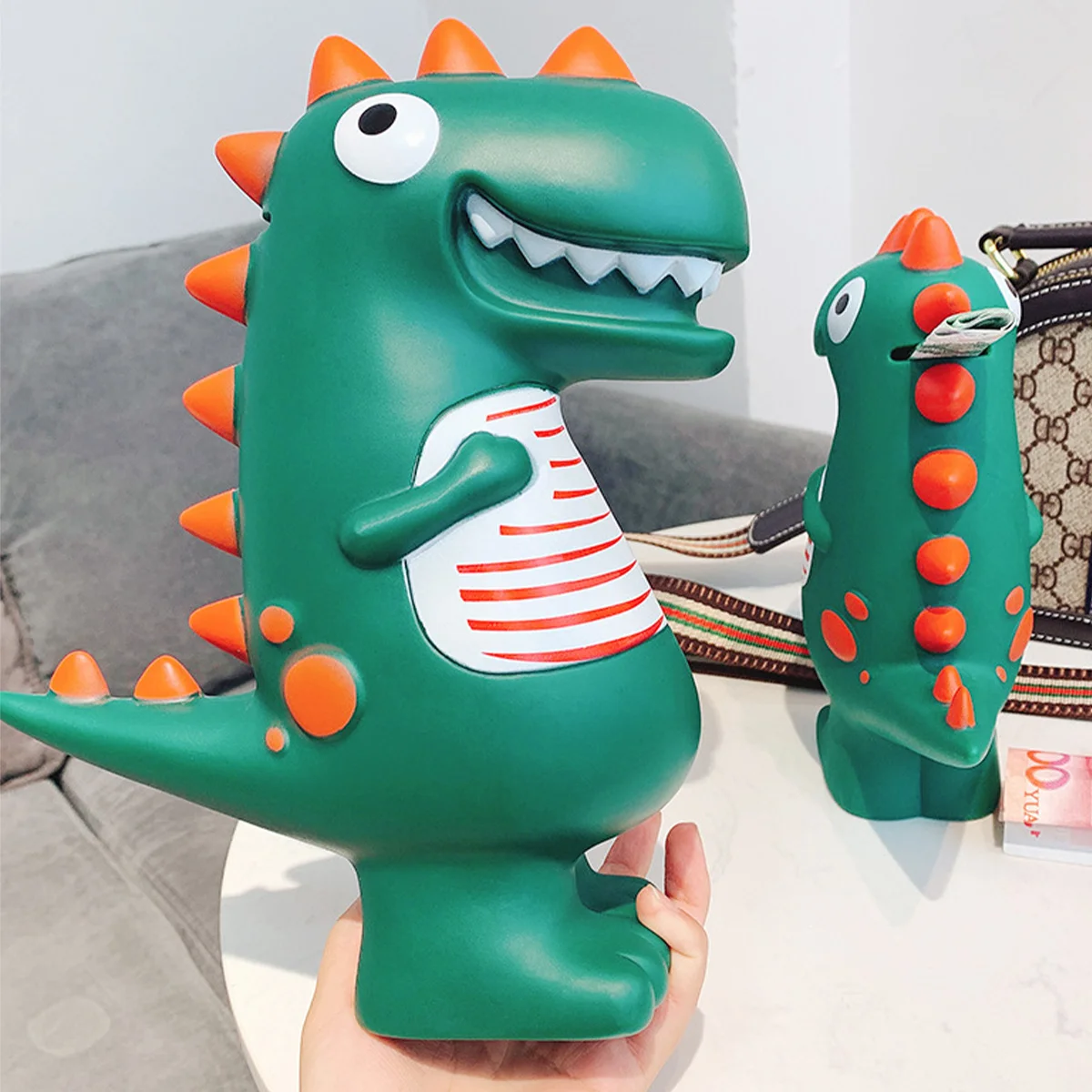 بنك العملات المعدنية على شكل ديناصور مادة الفينيل لطيف الاطفال حصالة على شكل حيوان لديكور سطح المكتب الكرتون الديناصورات جرة تخزين المال