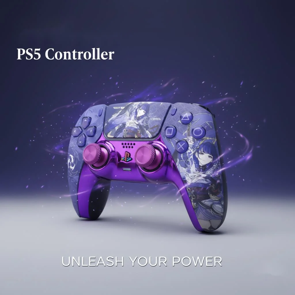 New Genshin Impact PS5 Controller Raiden Shogun Replacement Shell DualSense Beelzebul Replacement Case DIY Accessories Cadeau vo