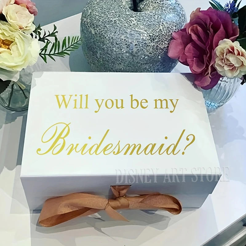 Wedding Accessory Sticker Bridesmaid Gift Box Decals Will You Be My Bridesmaid Quote Removable Vinyl Sticker Wedding Box Decor