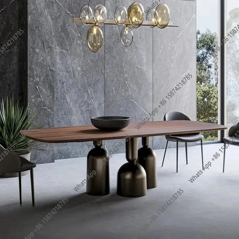 Mesa de Jantar Italiana de Madeira N67, Mesa de Jantar Moderna e Luxuosa para Restaurante, Mesa de Sala de Estar em Madeira