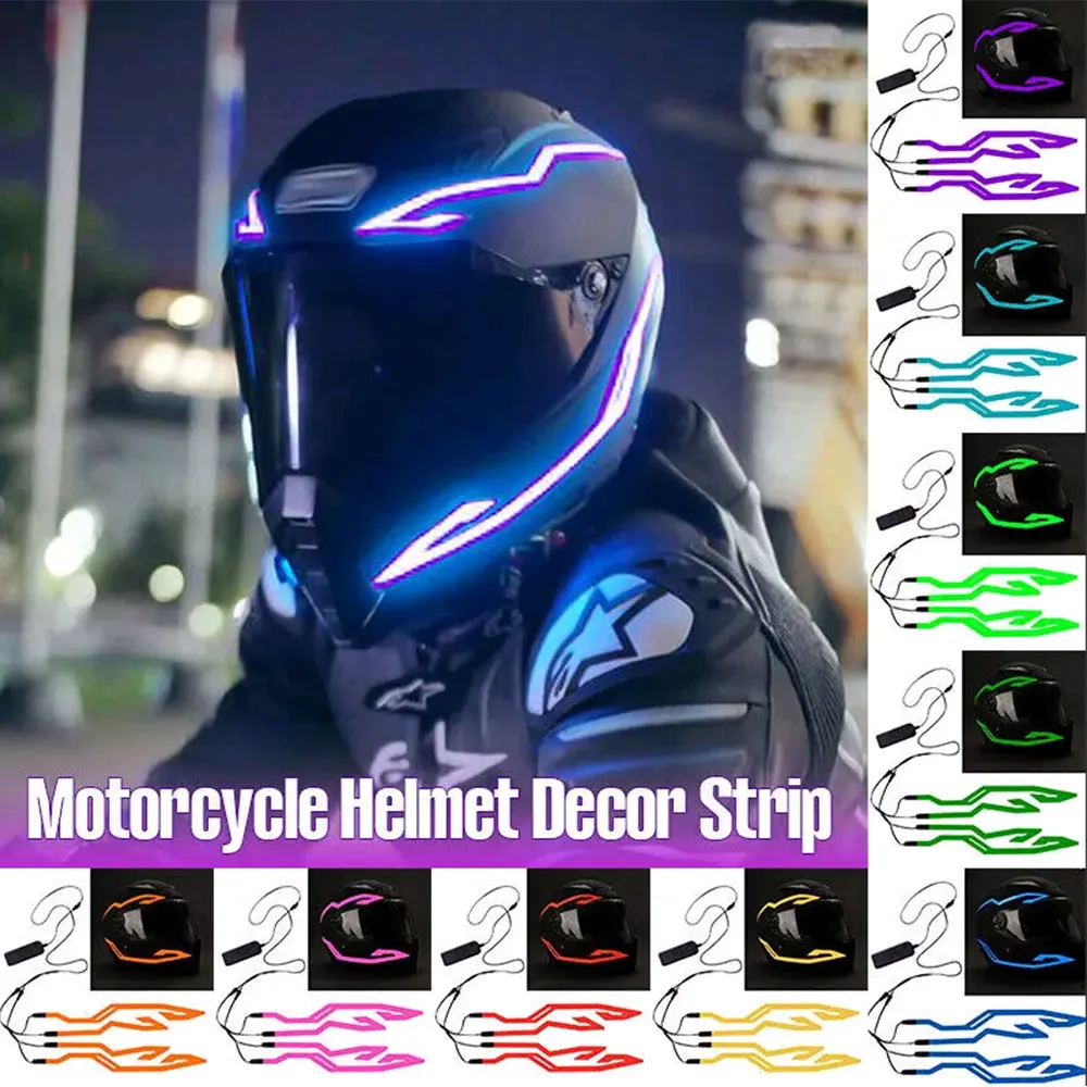 Motorcycle Helmet Light Fluorescent Helmet Decorative Bar Led Riding Signal Light Strip DIY Helmet Cover Decor Light Bar