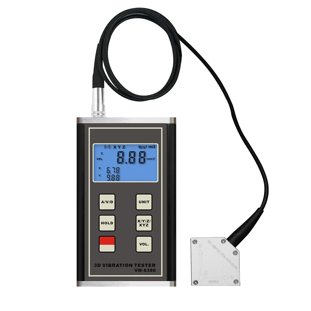 3D Mechanical Vibration Analyser VM-6380 Motor Fault Vibrometer Velocity Acceleration Displacement Frequency 10Hz ~ 10kHz