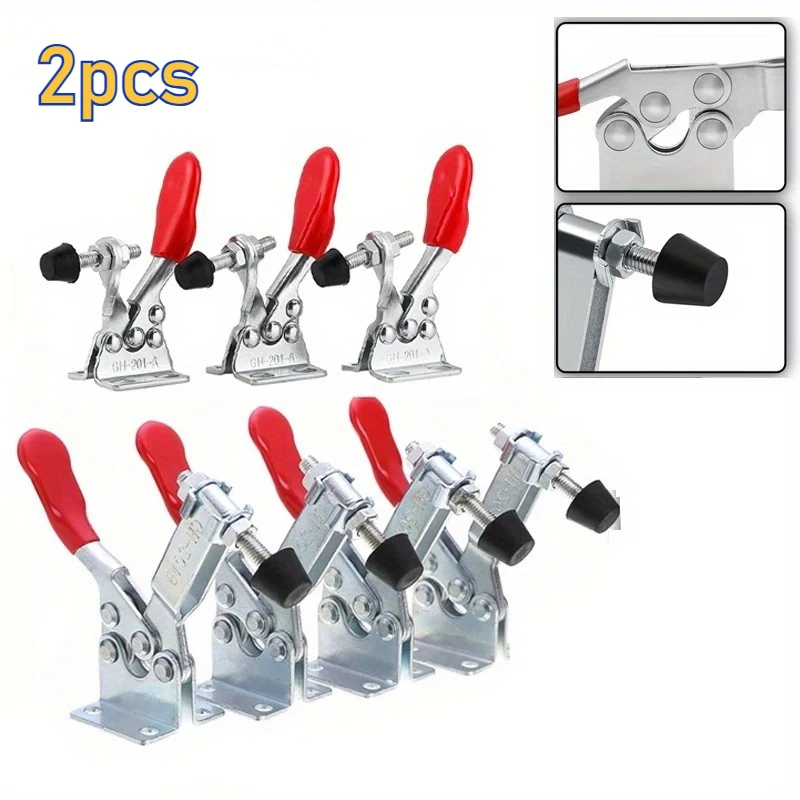2pcs GH-201 Horizontal Toggle Clamp Quick-Release Toggle Clamps Set 27KG Vertical Toggle Clamp