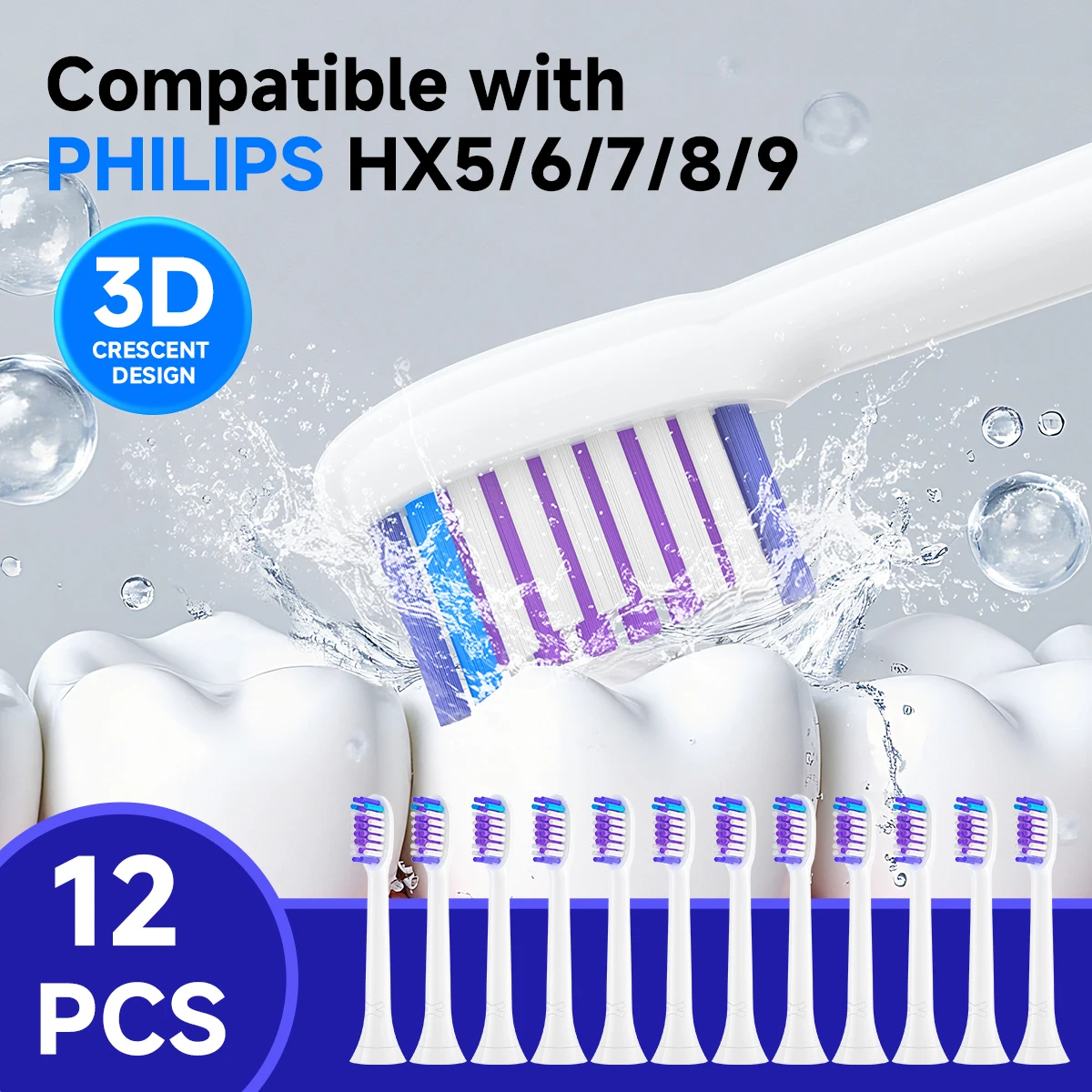 

12pcs Replacement Toothbrush Heads Compatible with Philips Sonicare Soft Replacement Electric Brush Head 6500 8911 7500 6064