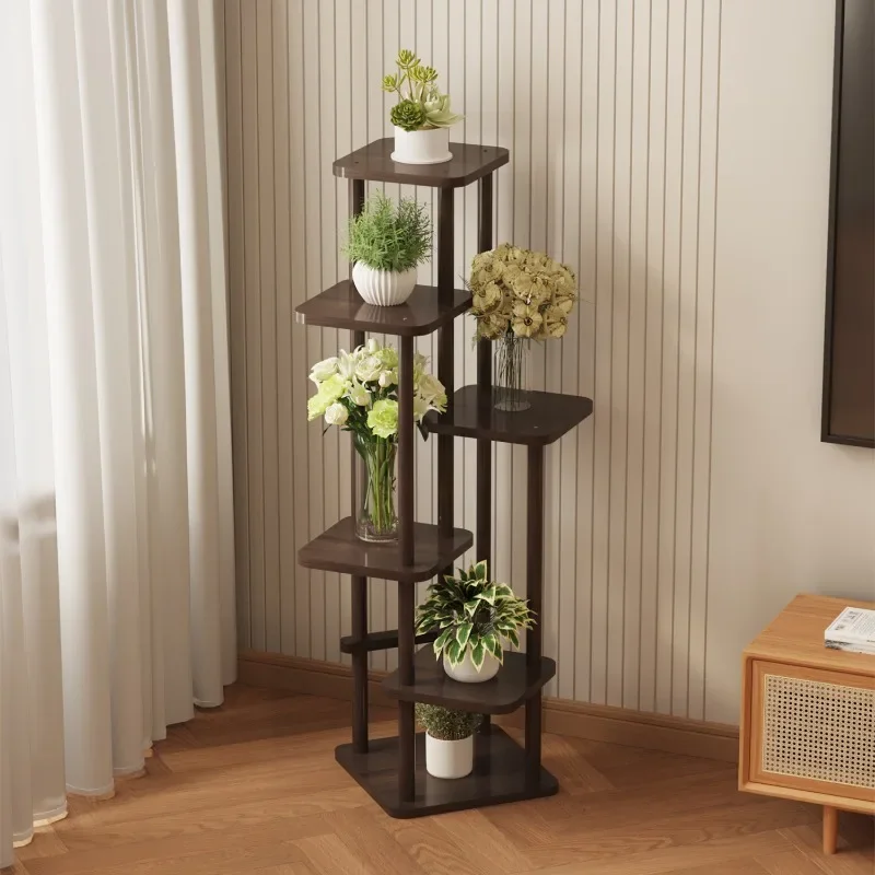 Solid wood flower stand, living room floor-to-ceiling shelf, balcony flower pot bracket, succulent green dill display rack