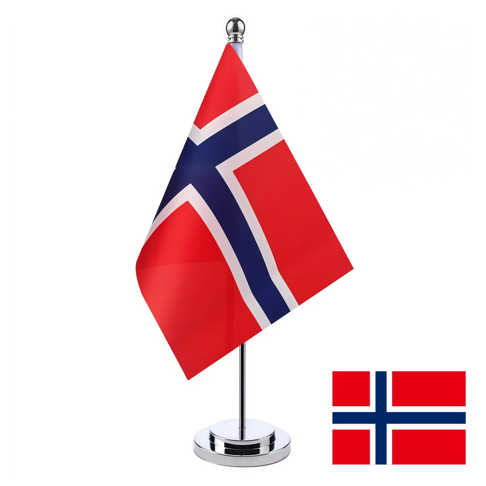 CYPOMELO office desk flag Norway flag  14x21cm Norway desktop small decoration flag including flagpole
