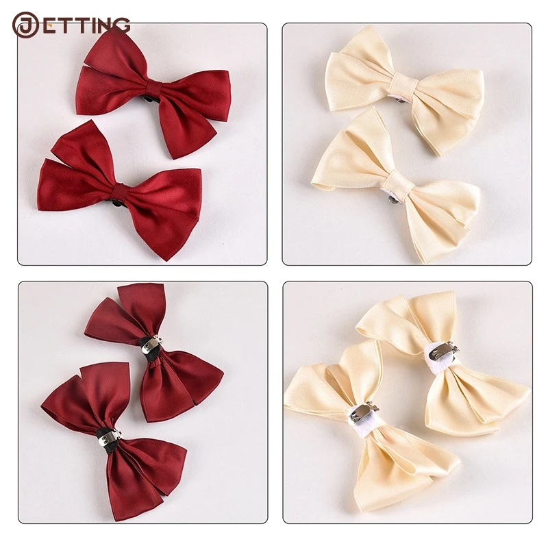 1Pair  Fabric，Alloy Bow Shoe Clip Wedding Shoes High Heel Decoration Women Bride Charm Shoe Buckle Decor Clips Shoes Accessories