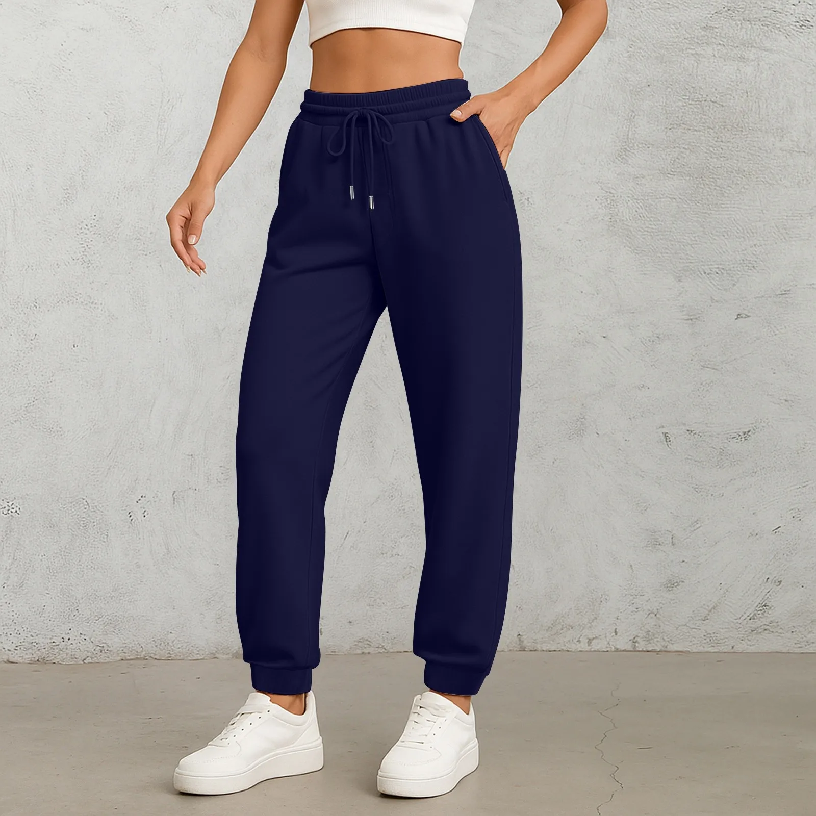 Damen-Sport-Fleece-Jogginghose mit „California Rising Star“-Aufdruck, warme, gebürstete, lange Hose im Hip-Hop-Stil, Streetwear für Damen – Detail 9