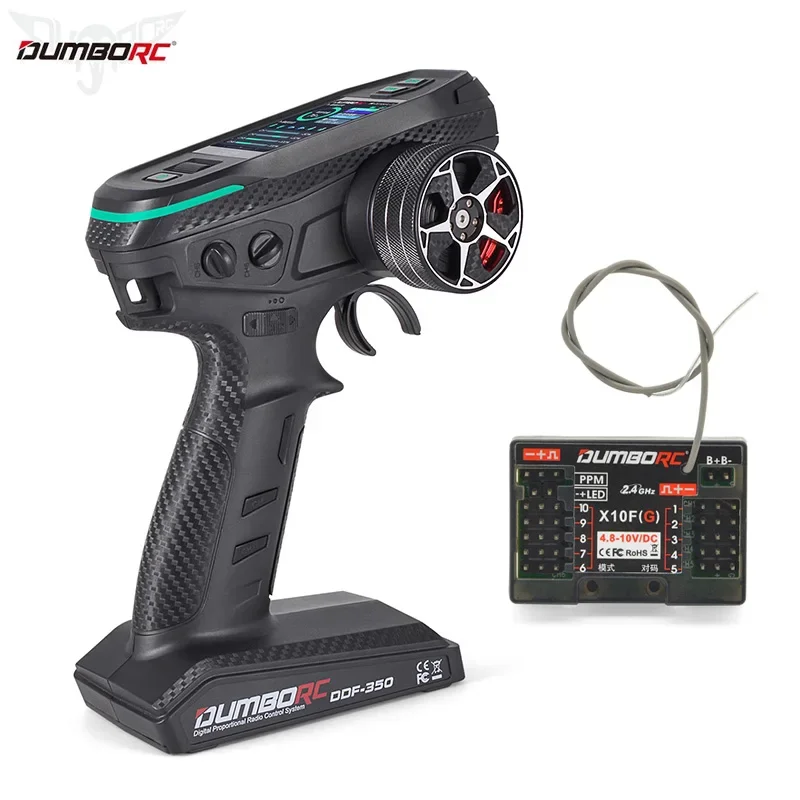 DUMBORC DDF350 10-kanałowy pilot zdalnego sterowania RC Koło zamachowe 2,4 GHz Cyfrowy nadajnik radiowy z odbiornikiem X10FG / X10F z ekranem HD