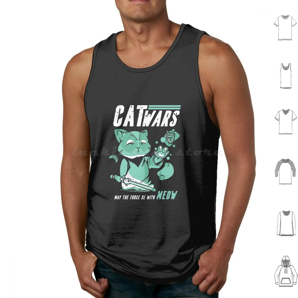 Cat Wars Parody May The Force Be With Meow Movie Tank Tops Print Cotton Funny Cats Funny Kittens Cat Parody Cat